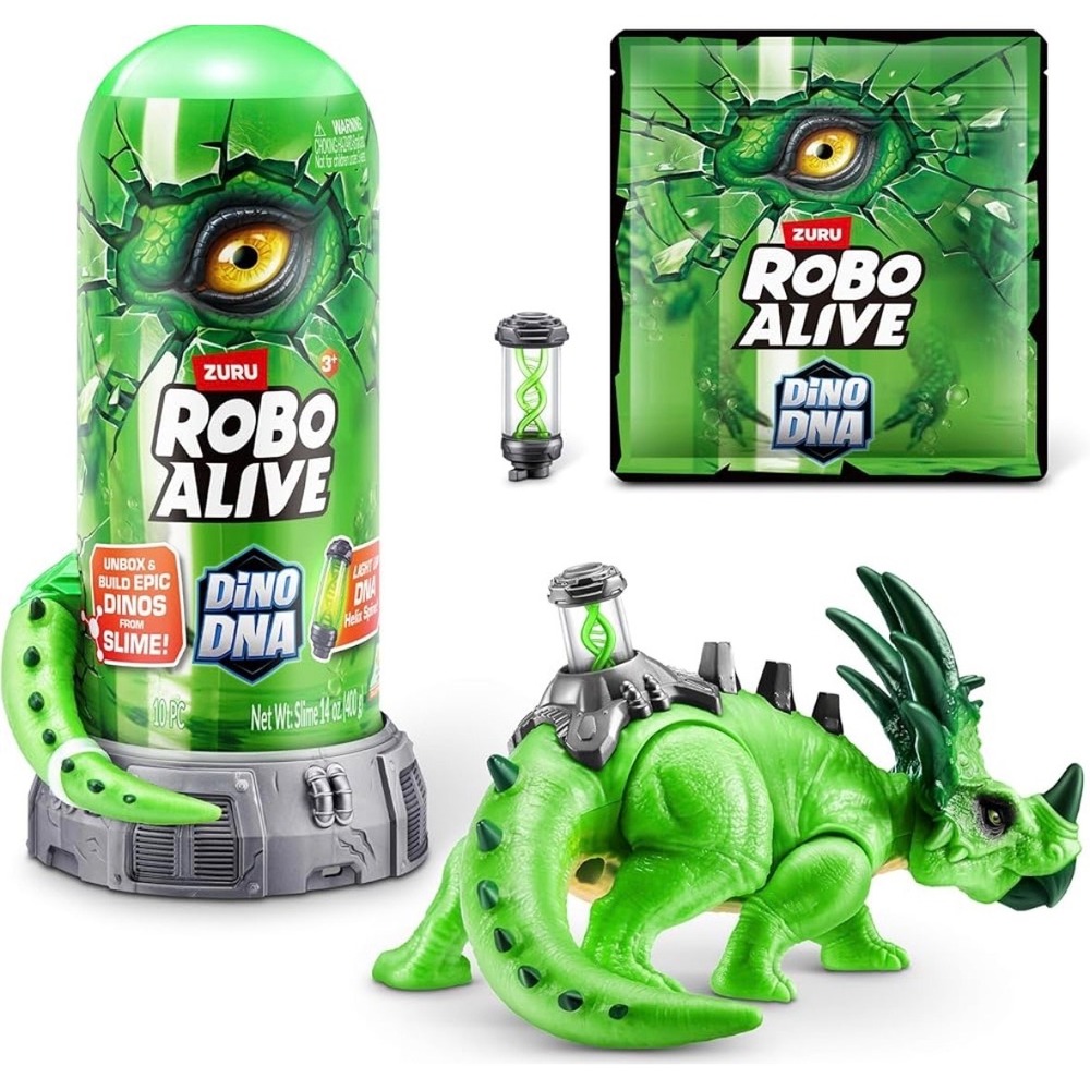Zuru Robo Alive‎ Dino DNA Light-Up Green Dinosaur Slime Unboxing Toy 10PC